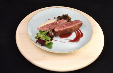 Grilled beef steak with rosemary, salt salad and pepper