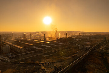 Fototapeta na wymiar View of a large aluminum production plant