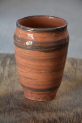 ceramic terracotta jug ,Artistic handmade ceramic clay brown terracotta pots  from Bistrita, Romania