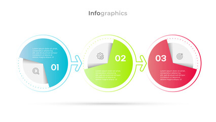 Business infographic template with 3 steps. Vector illustration. Can be used for workflow diagram, info chart, web design.