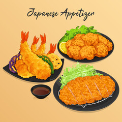 Japanese appetizers menu recipe illustration vector