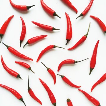 Red chili on a milky white background