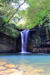 Fototapeta na wymiar Wanggu Waterfall a waterfall located in Pingxi District, New Taipei City, Taiwan