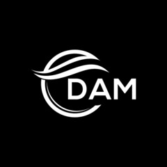 DAM letter logo design on black background. DAM  creative initials letter logo concept. DAM letter design.