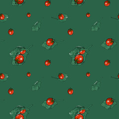 Seamless patterns with tomatoes and lettuce