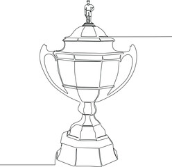 Single continuous line drawing a trophy badminton. Sport exercise concept. Trendy one line draw design vector illustration for badminton tournament.