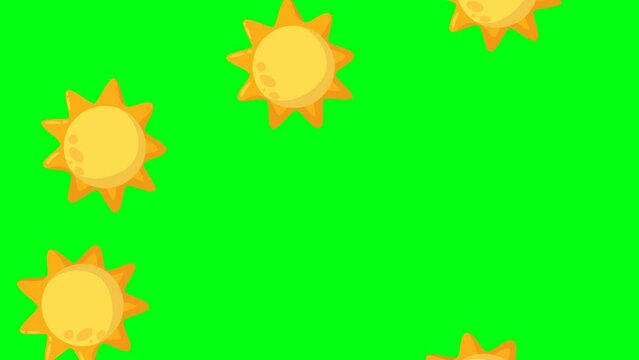 Summer starts Sun Seamless isolated loop. summer starts soon green screen 4k animation