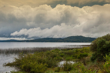 landscape with lake and clouds in uruguay