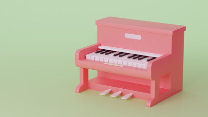 Classic Piano Miniature style soft color. 3D Rendering