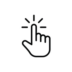 Clicking finger icon. Hand click, pointer symbol. Vector illustration isolated. Simple outline style. EPS 10.