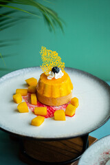 Mango Mousse cake a homemade pie organic with summer