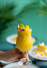Mango Passion Fruit Smoothie with summer