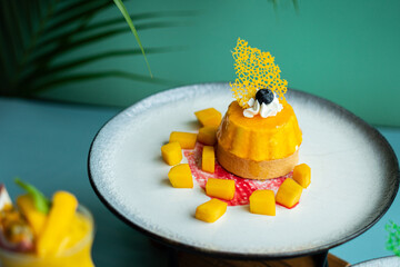 Mango Mousse cake a homemade pie organic with summer