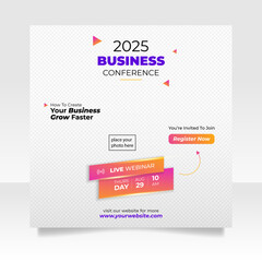 Digital marketing live webinar and business conference social media post template