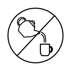 Black crossed out teapot. Cross symbol. Check mark icon. Vector illustration. stock image. 