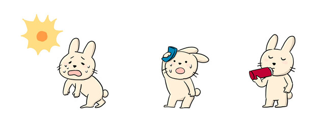 Rabbit on a hot summer day
