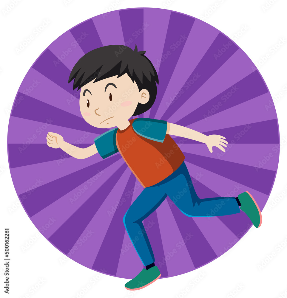 Poster active boy simple cartoon character