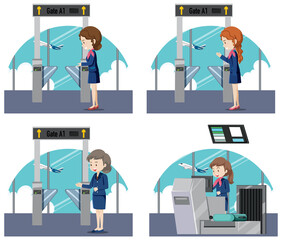Boarding gate entrance with ground crew