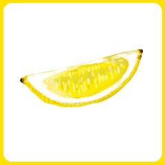 手描き水彩厚塗りのくし切りレモンイラスト