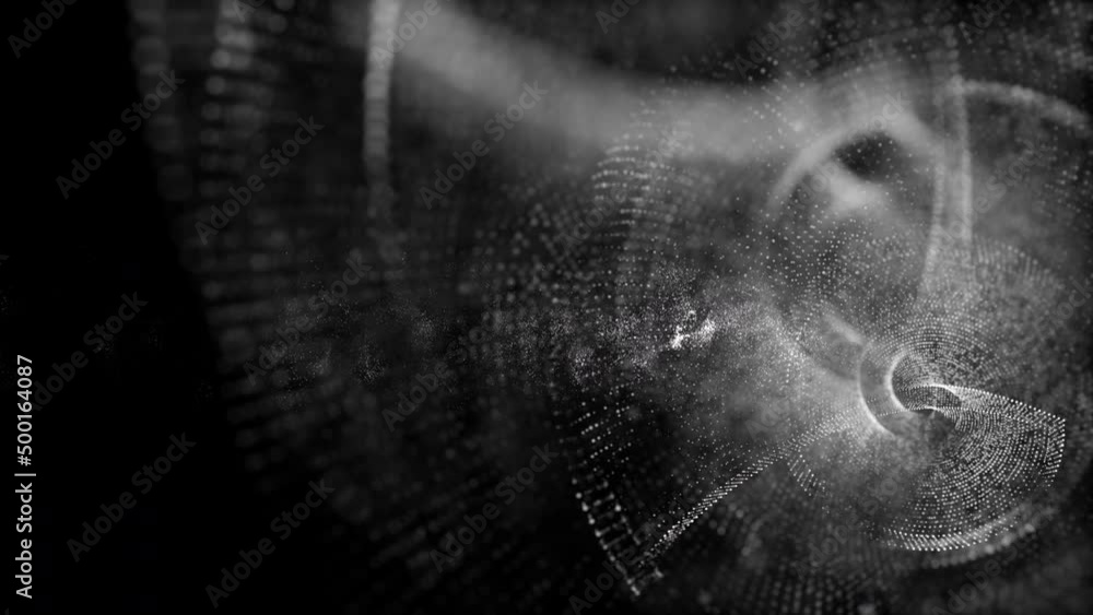 Aufkleber digitally generated motion graphic mysterious dark energy and evil abstract particles flowing in the