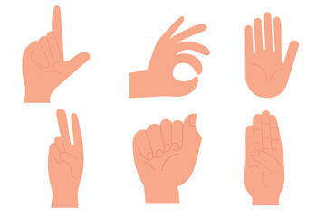 Set of hand gesture languages isolated on white background. world hand languages