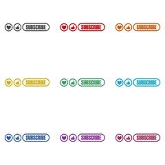 Subscribe icon. Like and subscribe button color set