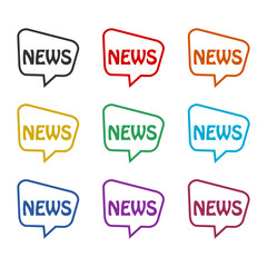 News Speech bubble icon color set