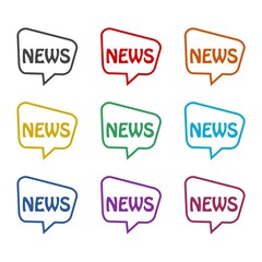 News Speech bubble icon color set