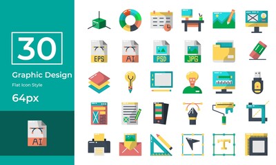 Simple Graphic Design icon set flat style. Contain such ai, eps, layers, folder, ruler, and more.	