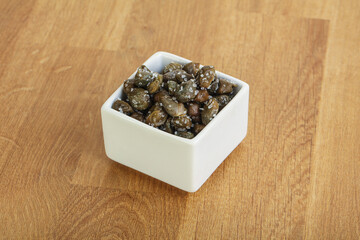 Salted marinated capers snack appetiser