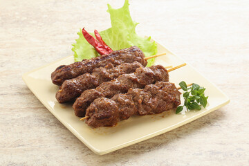Beef kebab skewer minced meat
