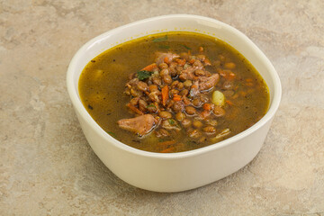 Lentil soup with chicken and vegetables