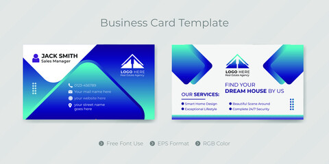 Minimal real estate business card design or visiting name card template