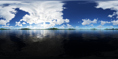 ocean blue sky clouds, 3d rendering spherical panorama 360 HDRI © Damien