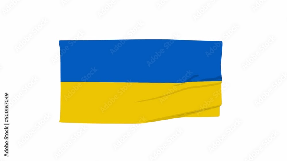 Poster footage of the ukrainian flag in the wind. 3d rendering animation.
