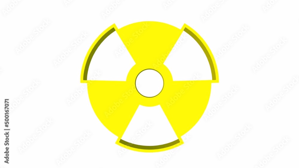 Poster rotating 3d sign of radioactive danger. rendering animation.
