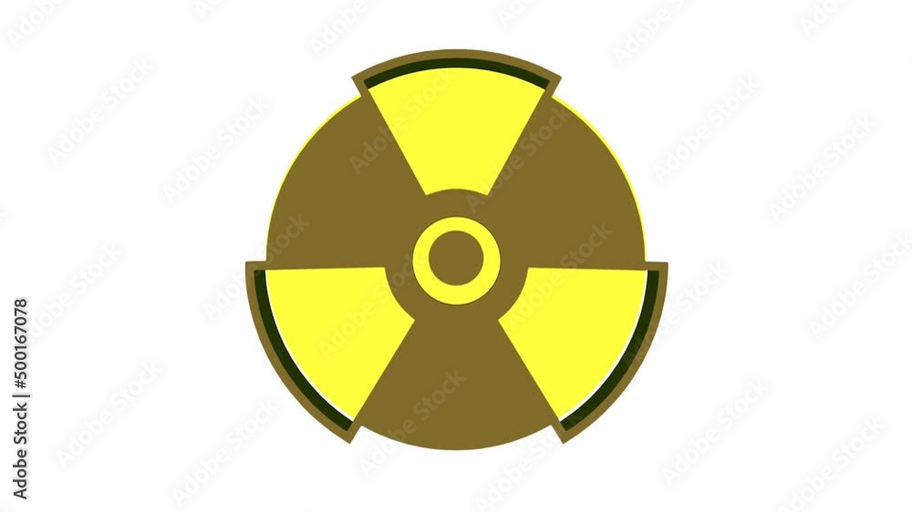 Poster rotating 3d sign of radioactive danger. rendering animation.