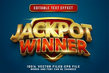 jackpot winner 3d text effect with golden style premium vectors