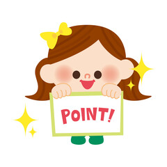 ポイント箇所を覗く女の子のイラスト