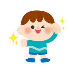 嬉しい男の子のイラスト
