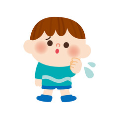 Obraz premium 困った男の子のイラスト 