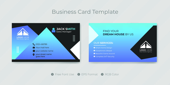 Minimal real estate business card design or visiting name card template