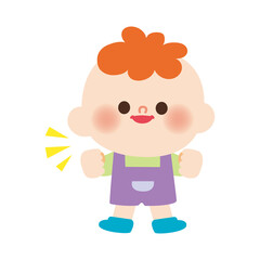 掛け声を出す男の子のイラスト
