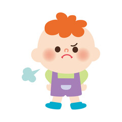 怒っている男の子のイラスト