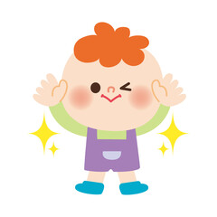 ばんざいをする男の子のイラスト
