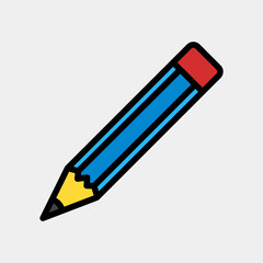 Pencil icon in filled line style, use for website mobile app presentation