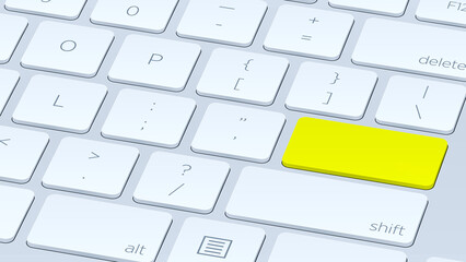 close up the White keyboard Yellow button. Concept of New Beautiful close up Yellow keyboard button