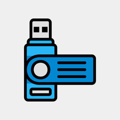 Usb icon in filled line style, use for website mobile app presentation