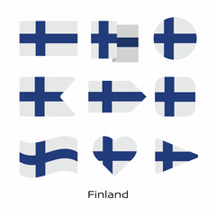 Obraz premium Finland flag icon set isolated on white background. Vector Illustration.