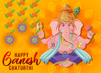 Obraz na płótnie Canvas Happy Ganesh Chaturthi Poster
